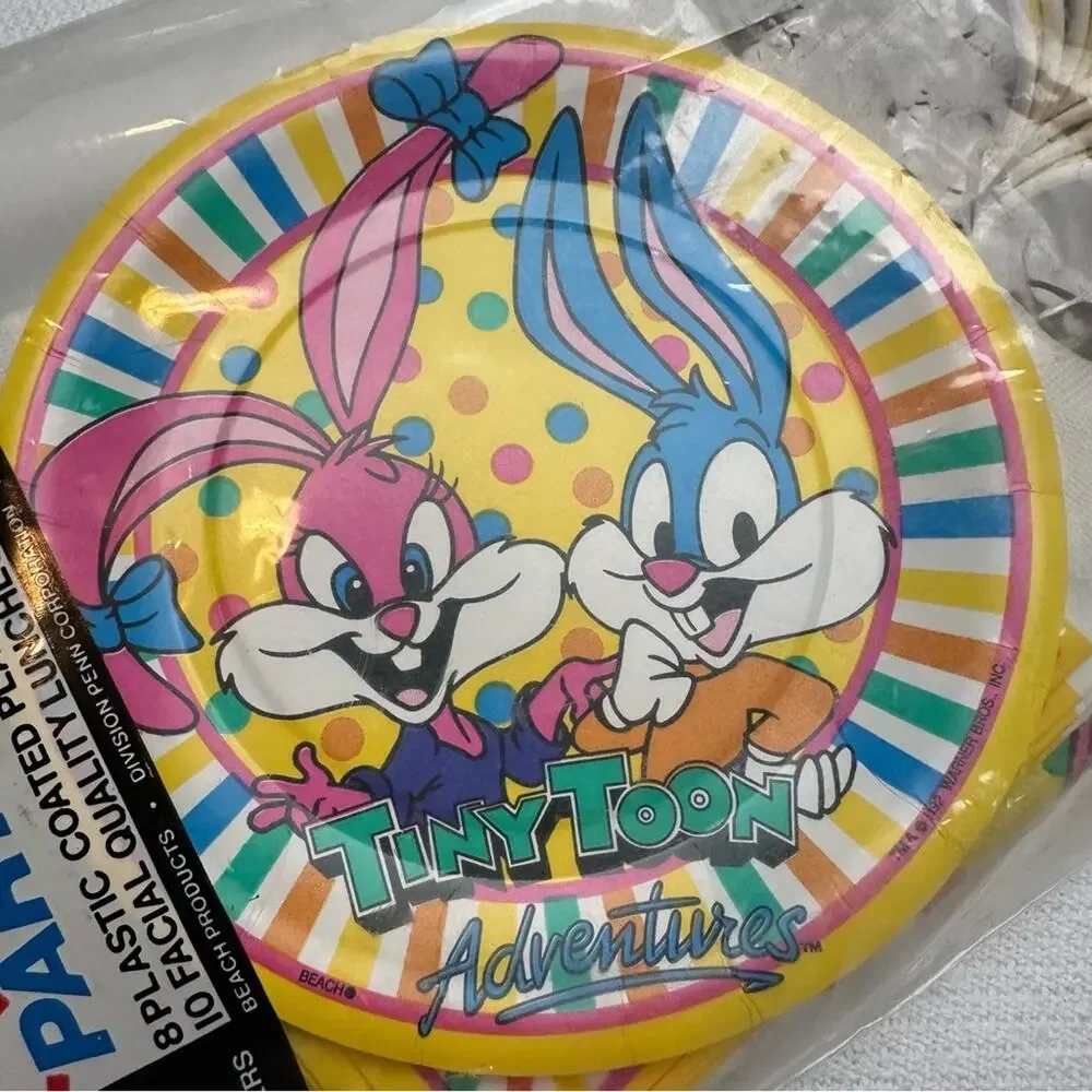 Vintage Looney tunes tiny toon adventures Birthday Party for eight plates napkin